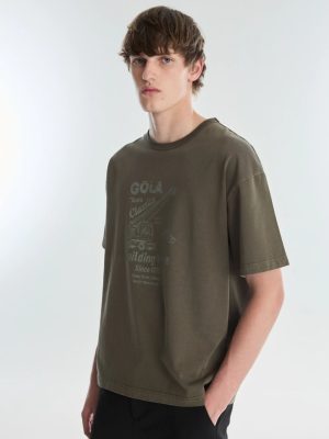 REMERA JERSEY PESADO ESTAMPADA VERDE MILITAR