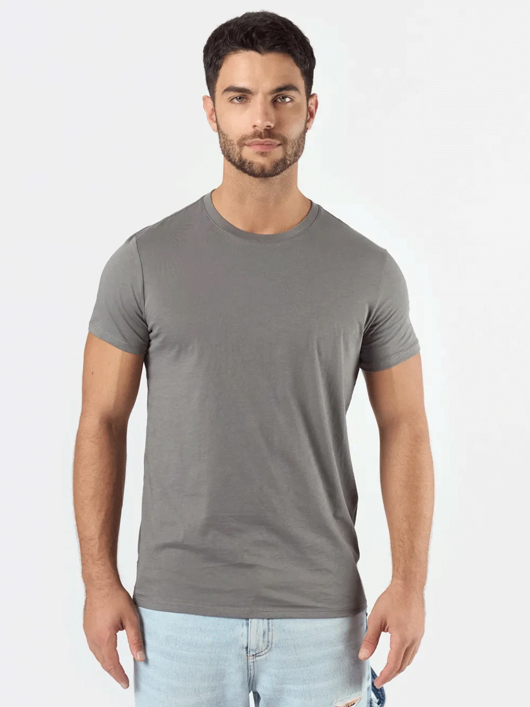 REMERA ALGODÓN PERUANO BASCA GRIS TOPO